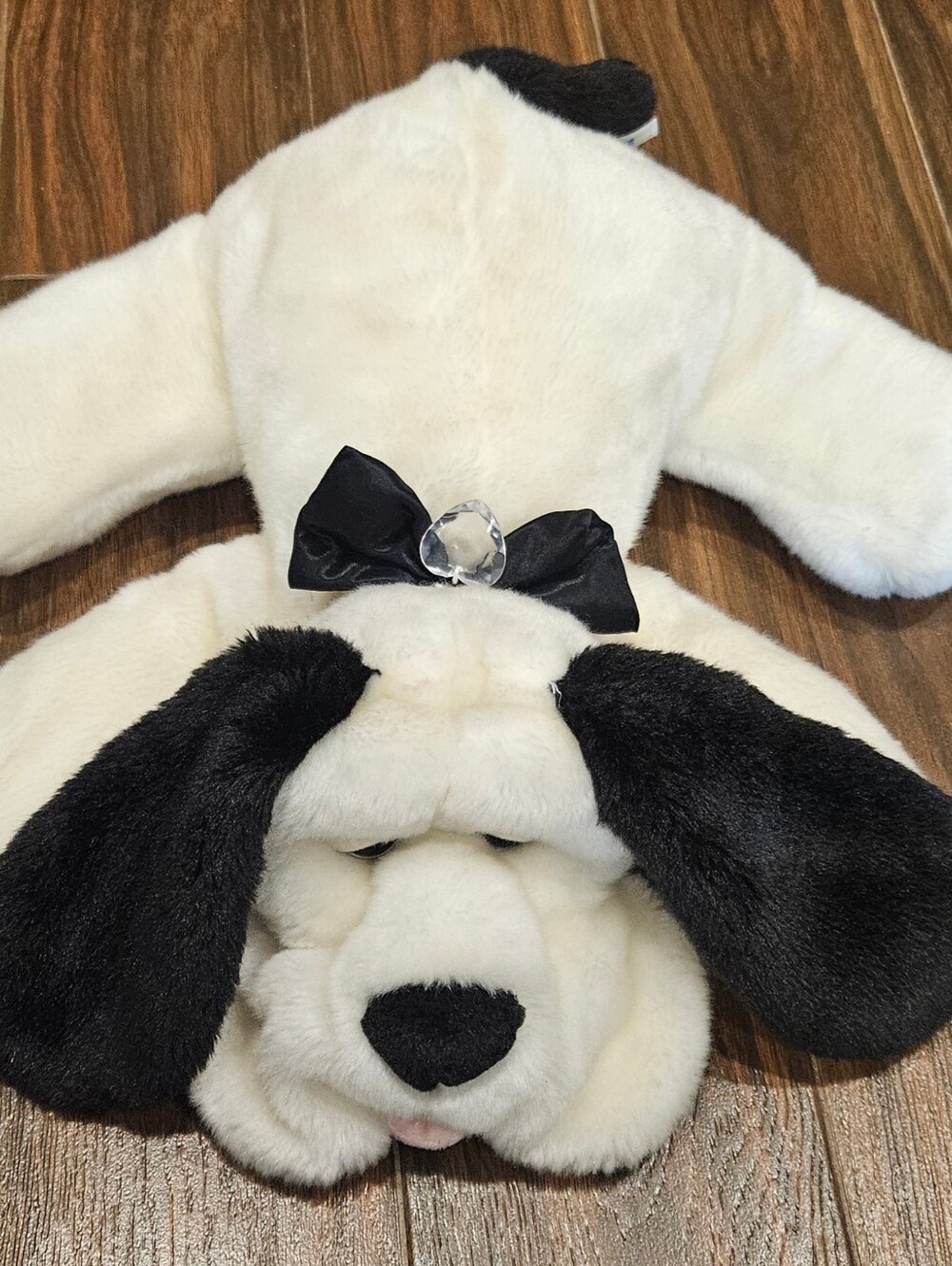 17" Kids Of America Floppy Dog Plush, White And Black